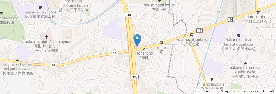 Mapa de ubicacion de 吉野家 en Japan, 東京都, 杉並区.