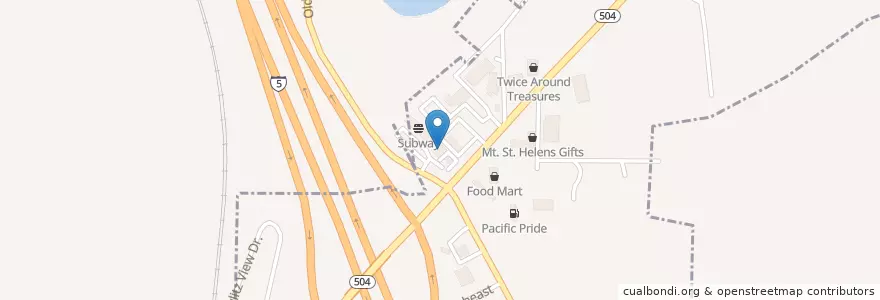 Mapa de ubicacion de Papa Pete's Pizza Parlor en Estados Unidos De América, Washington, Cowlitz County, Castle Rock.