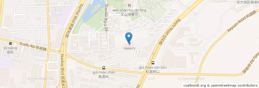 Mapa de ubicacion de Helen's en 中国, 广东省, 深圳市, 南山区, 粤海街道.