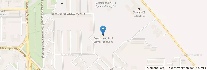 Mapa de ubicacion de Детский сад № 9 en Russland, Föderationskreis Wolga, Oblast Kirow, Городской Округ Кирово-Чепецк.