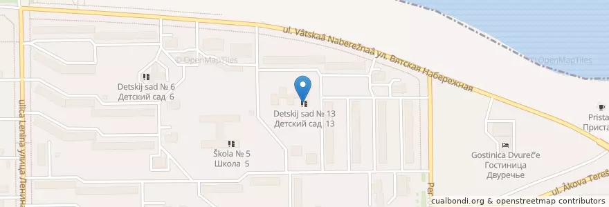 Mapa de ubicacion de Детский сад № 13 en Russland, Föderationskreis Wolga, Oblast Kirow, Городской Округ Кирово-Чепецк.