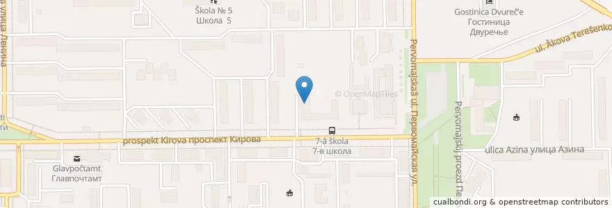 Mapa de ubicacion de Школа №7 en Russland, Föderationskreis Wolga, Oblast Kirow, Городской Округ Кирово-Чепецк.