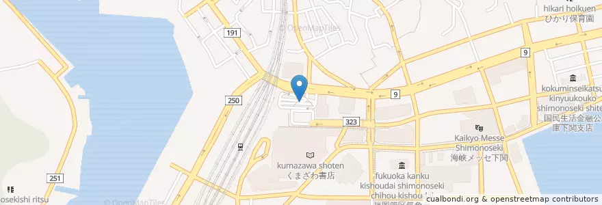 Mapa de ubicacion de 下関駅 en Japón, Prefectura De Yamaguchi, 下関市.