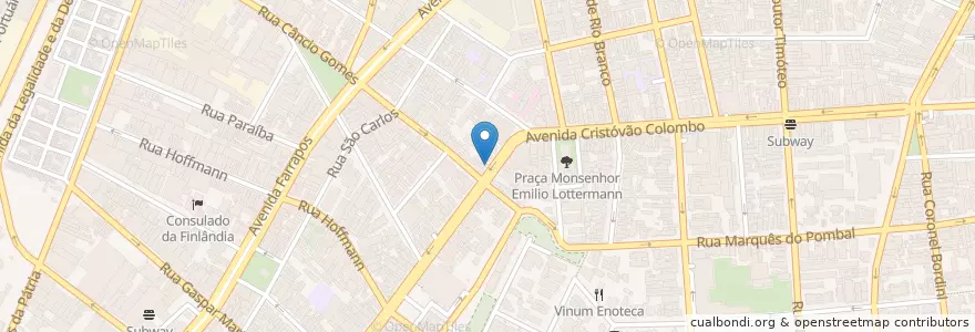 Mapa de ubicacion de Hall Café en Brazil, Jižní Region, Rio Grande Do Sul, Região Metropolitana De Porto Alegre, Região Geográfica Intermediária De Porto Alegre, Região Geográfica Imediata De Porto Alegre, Porto Alegre.