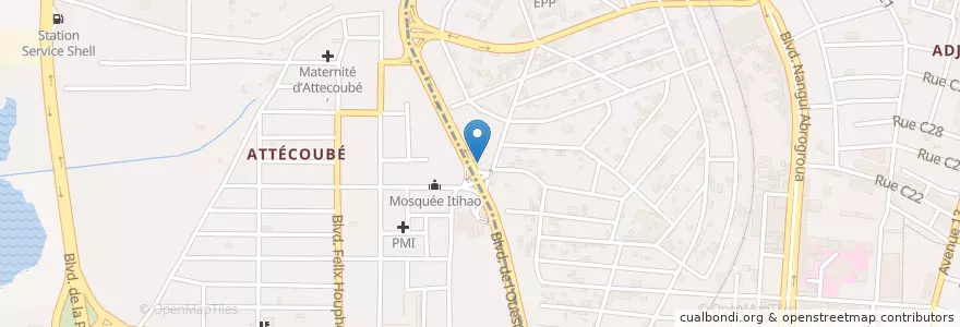 Mapa de ubicacion de Pharmacie d'Attécoubé en Costa Do Marfim, Abidjan, Attécoubé.