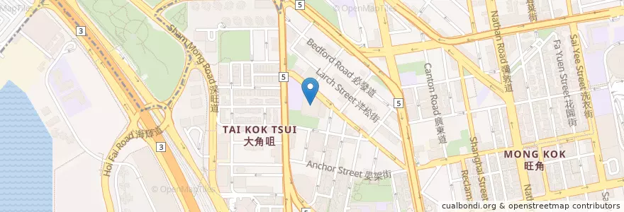 Mapa de ubicacion de 大角咀街市 Tai Kok Tsui Market en 중국, 광둥성, 홍콩, 가우룽, 신제, 油尖旺區 Yau Tsim Mong District.