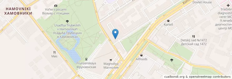 Mapa de ubicacion de Альфа-Банк en Rusland, Centraal Federaal District, Moskou, Центральный Административный Округ, Район Хамовники.