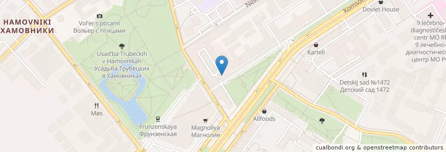 Mapa de ubicacion de Якитория en Rusland, Centraal Federaal District, Moskou, Центральный Административный Округ, Район Хамовники.