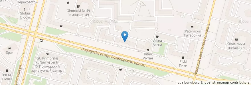 Mapa de ubicacion de Sberbank en Russia, Northwestern Federal District, Leningrad Oblast, Saint Petersburg, Приморский Район, Округ № 65.