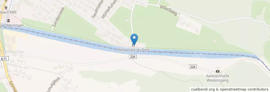 Mapa de ubicacion de Restaurant du Pont en Zwitserland, Bern/Berne, Verwaltungsregion Oberland, Verwaltungskreis Interlaken-Oberhasli, Meiringen.