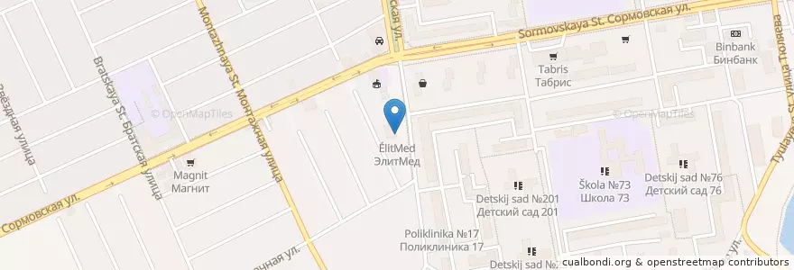 Mapa de ubicacion de ЭлитМед en 러시아, 남부연방관구, Краснодарский Край, Городской Округ Краснодар.