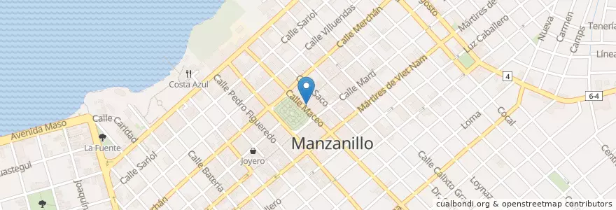 Mapa de ubicacion de Iglesia Católica Manzanillo en キューバ, Granma, Manzanillo, Ciudad De Manzanillo.