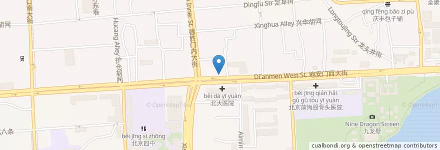 Mapa de ubicacion de 平安大街五福里南口 en 중국, 베이징시, 허베이성, 西城区.