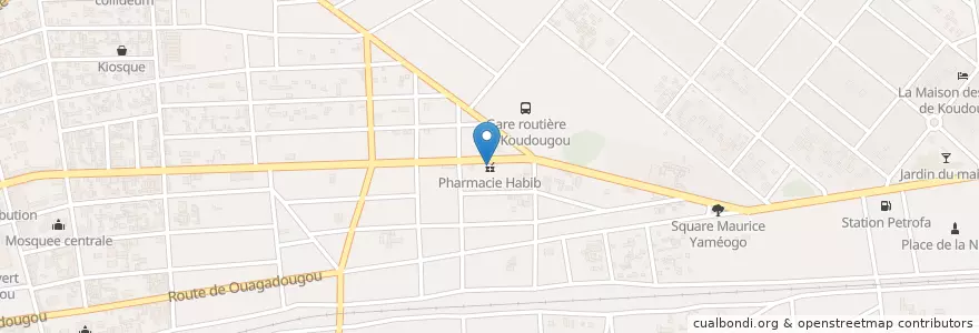 Mapa de ubicacion de Pharmacie Habib en Burkina Faso, Centre-Ouest, Boulkiemdé, Koudougou, Koudougou.