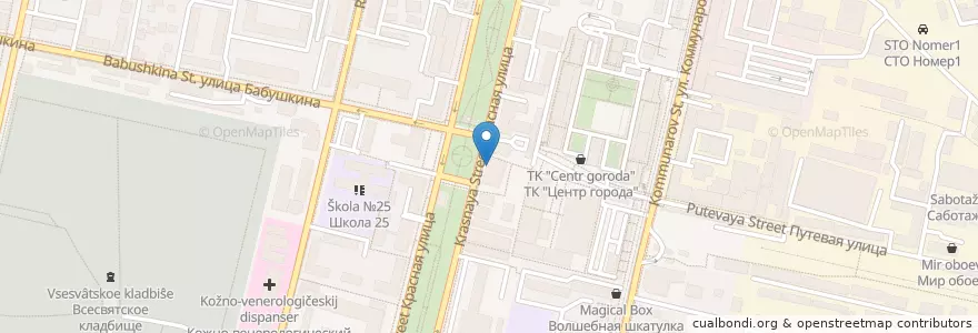 Mapa de ubicacion de Чёрно-белое кафе en Rusia, Южный Федеральный Округ, Krai De Krasnodar, Городской Округ Краснодар.