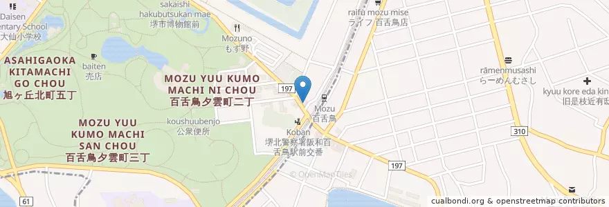 Mapa de ubicacion de シーズ en 日本, 大阪府, 堺市, 堺区, 北区.