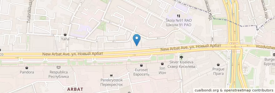 Mapa de ubicacion de Якитория en Rusland, Centraal Federaal District, Moskou, Центральный Административный Округ, Район Арбат.