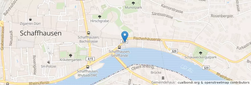 Mapa de ubicacion de Rhyfallexpress zum Rheinfall en Suíça, Schaffhausen, Schaffhausen.