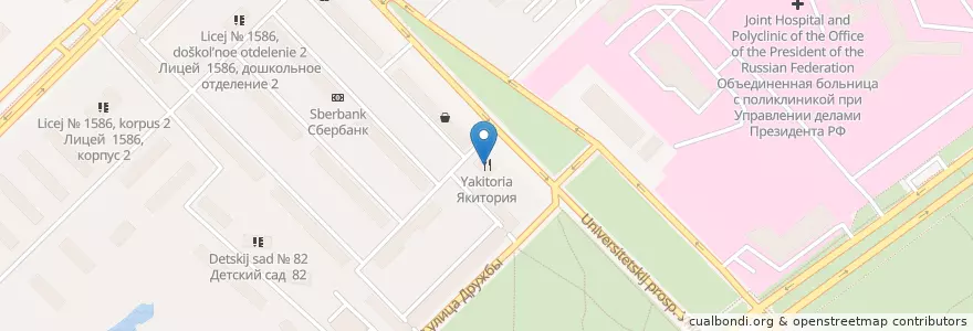 Mapa de ubicacion de Якитория en Россия, Центральный Федеральный Округ, Москва, Западный Административный Округ, Район Раменки.