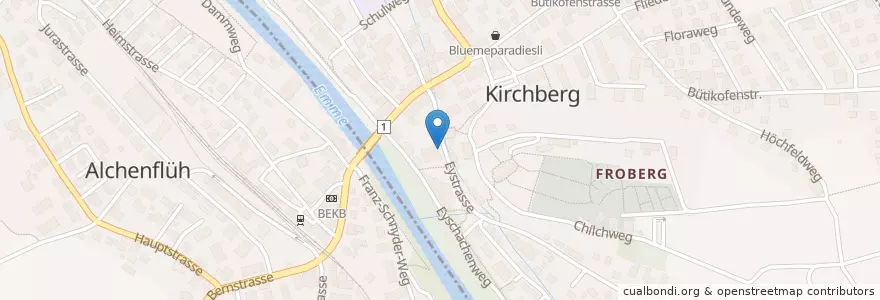Mapa de ubicacion de Kirchberg en 瑞士, 伯尔尼, Verwaltungsregion Emmental-Oberaargau, Verwaltungskreis Emmental.