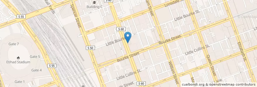 Mapa de ubicacion de Kedai Satay en Australia, Victoria, City Of Melbourne.