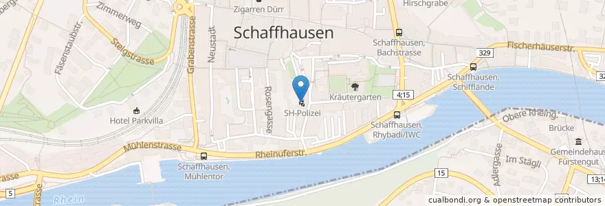 Mapa de ubicacion de Schaffhauser Polizei en Schweiz/Suisse/Svizzera/Svizra, Schaffhausen, Schaffhausen.