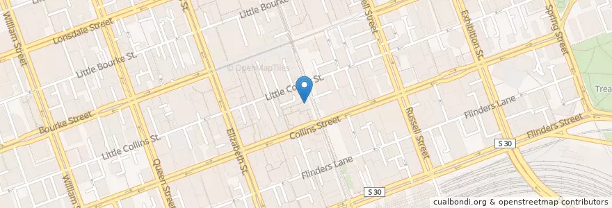 Mapa de ubicacion de Crossways Restaurant en Australie, Victoria, City Of Melbourne.