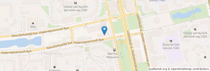 Mapa de ubicacion de Oscar en Rússia, Distrito Federal Central, Москва, Юго-Восточный Административный Округ, Район Марьино.