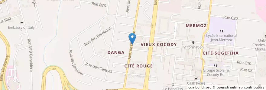Mapa de ubicacion de Garbadrôme en Ivoorkust, Abidjan, Cocody.