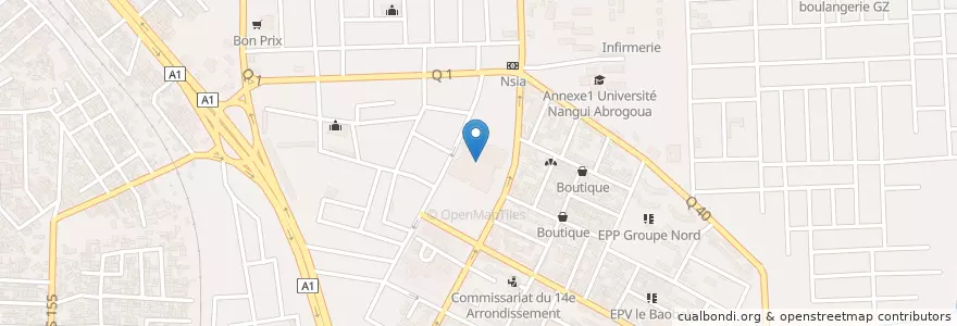 Mapa de ubicacion de Grand Marché d’Abobo en Elfenbeinküste, Abidjan, Abobo.