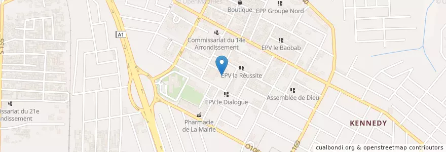 Mapa de ubicacion de Centre Sociale D'abobo en Ivoorkust, Abidjan, Abobo.
