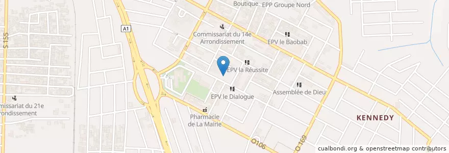 Mapa de ubicacion de Centre D'action Culturelle D'abobo en Ivoorkust, Abidjan, Abobo.