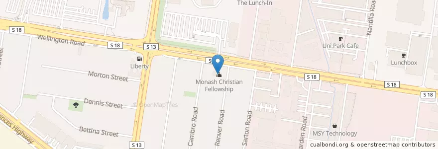 Mapa de ubicacion de Monash Christian Fellowship en Austrália, Victoria, City Of Monash.