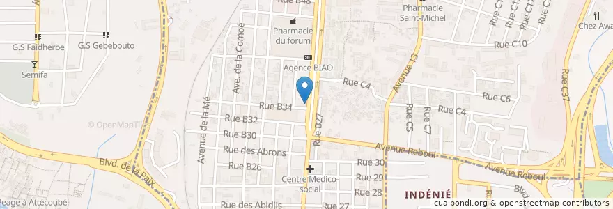 Mapa de ubicacion de Pharmacie de la Mairie en Fildişi Sahili, Abican, Adjamé.