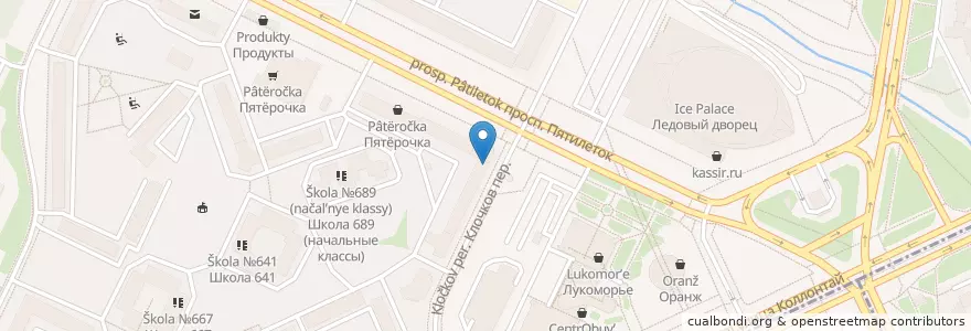 Mapa de ubicacion de Пицца шоп en Russie, District Fédéral Du Nord-Ouest, Oblast De Léningrad, Saint-Pétersbourg, Невский Район, Округ Правобережный.