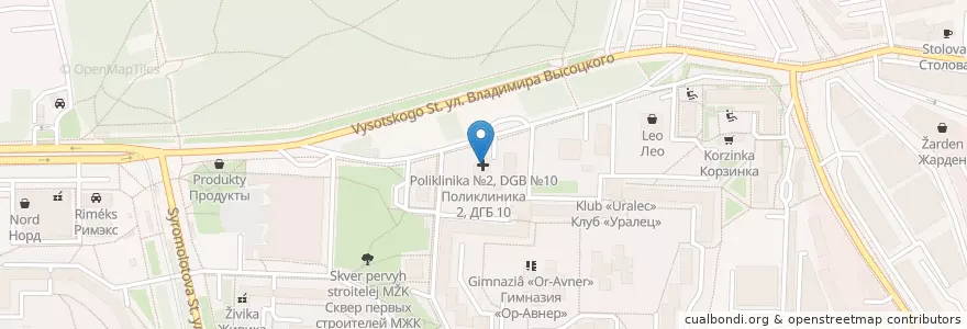 Mapa de ubicacion de Детская городская поликлиника №13 en روسيا, منطقة فيدرالية أورالية, أوبلاست سفردلوفسك, بلدية يكاترينبورغ.