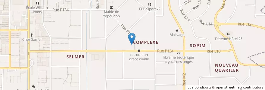 Mapa de ubicacion de Pharmacie de la Mairie en Costa De Marfil, Abiyán, Yopougon.