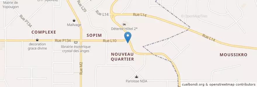 Mapa de ubicacion de Pharmacie Les Beatitudes en Costa Do Marfim, Abidjan, Yopougon.