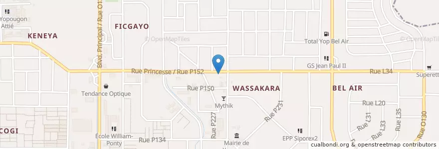 Mapa de ubicacion de Pharmacie Wassakara en Côte D’Ivoire, Abidjan, Yopougon.