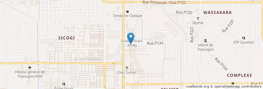 Mapa de ubicacion de Pharmacie William-Ponty en Costa D'Avorio, Abidjan, Yopougon.