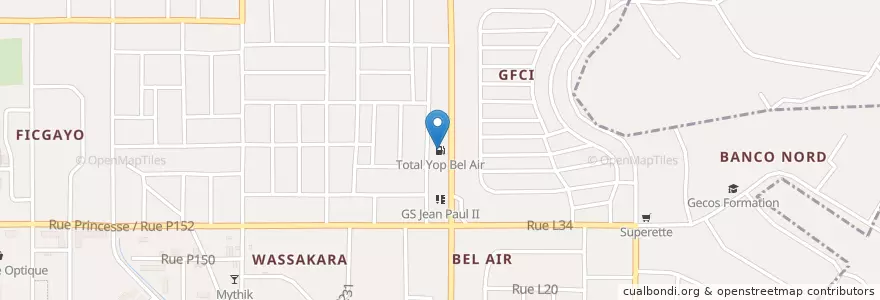 Mapa de ubicacion de Total Yop Bel Air en 科特迪瓦, 阿比让, Yopougon.