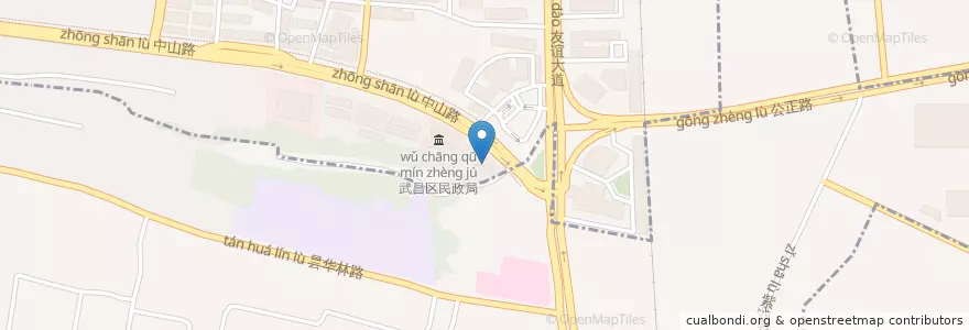 Mapa de ubicacion de 武汉博仕肛肠医院 en 中国, 湖北省, 武汉市, 武昌区, 粮道街道, 积玉桥街道.