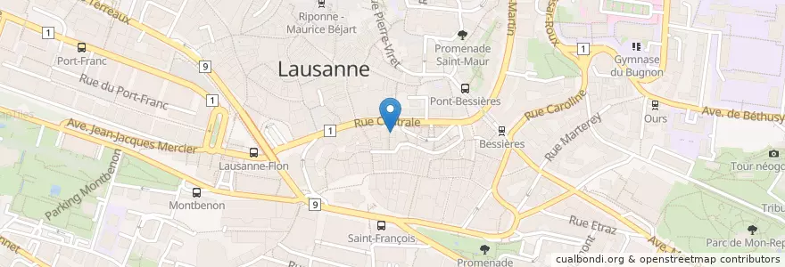 Mapa de ubicacion de Café des Artisans en Switzerland, Vaud, District De Lausanne, Lausanne.