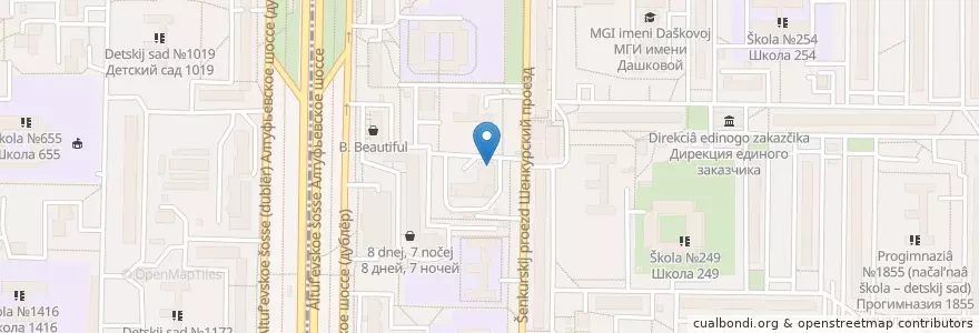 Mapa de ubicacion de Новоклиник en Rusia, Distrito Federal Central, Москва, Северо-Восточный Административный Округ, Район Бибирево.