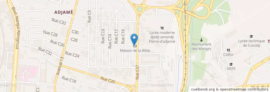 Mapa de ubicacion de Maison de la Bible en Côte D’Ivoire, Abidjan, Adjamé.