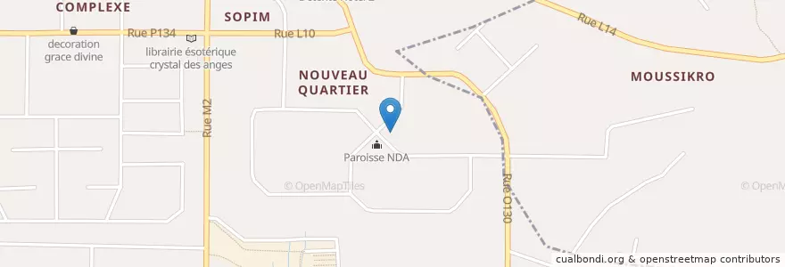 Mapa de ubicacion de NDA en Costa D'Avorio, Abidjan, Yopougon.