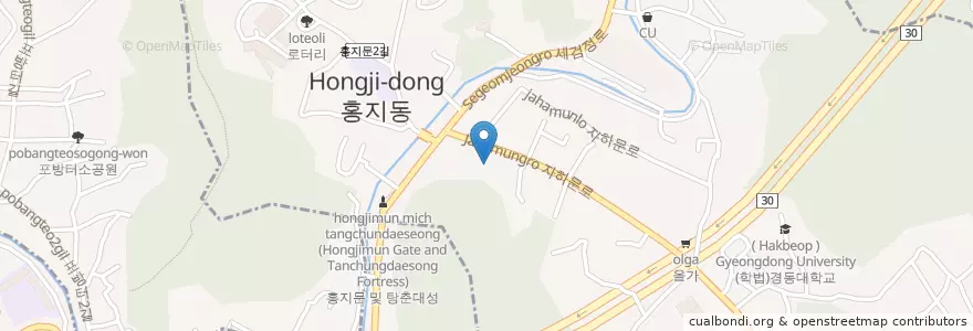 Mapa de ubicacion de 석파랑 en Coreia Do Sul, Seul, 종로구, 부암동.