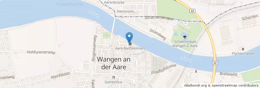 Mapa de ubicacion de Aare-Bar(Sommer) en Schweiz/Suisse/Svizzera/Svizra, Bern/Berne, Verwaltungsregion Emmental-Oberaargau, Verwaltungskreis Oberaargau, Wangen An Der Aare.