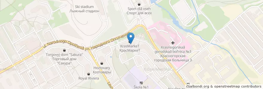 Mapa de ubicacion de Школа гардемаринов en Russie, District Fédéral Central, Oblast De Moscou, Городской Округ Красногорск.