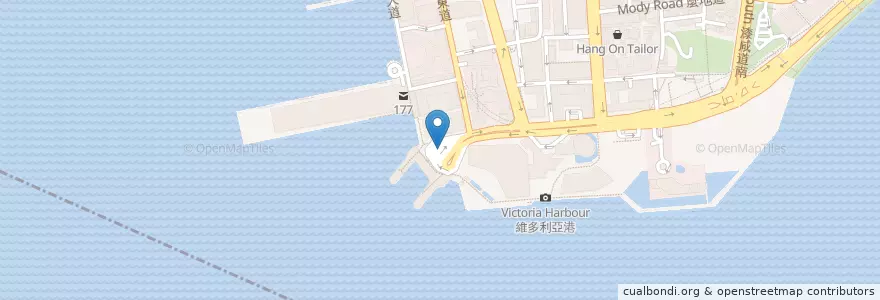 Mapa de ubicacion de 尖沙咀碼頭 Star Ferry en 中国, 広東省, 香港, 香港島, 新界, 油尖旺區 Yau Tsim Mong District.